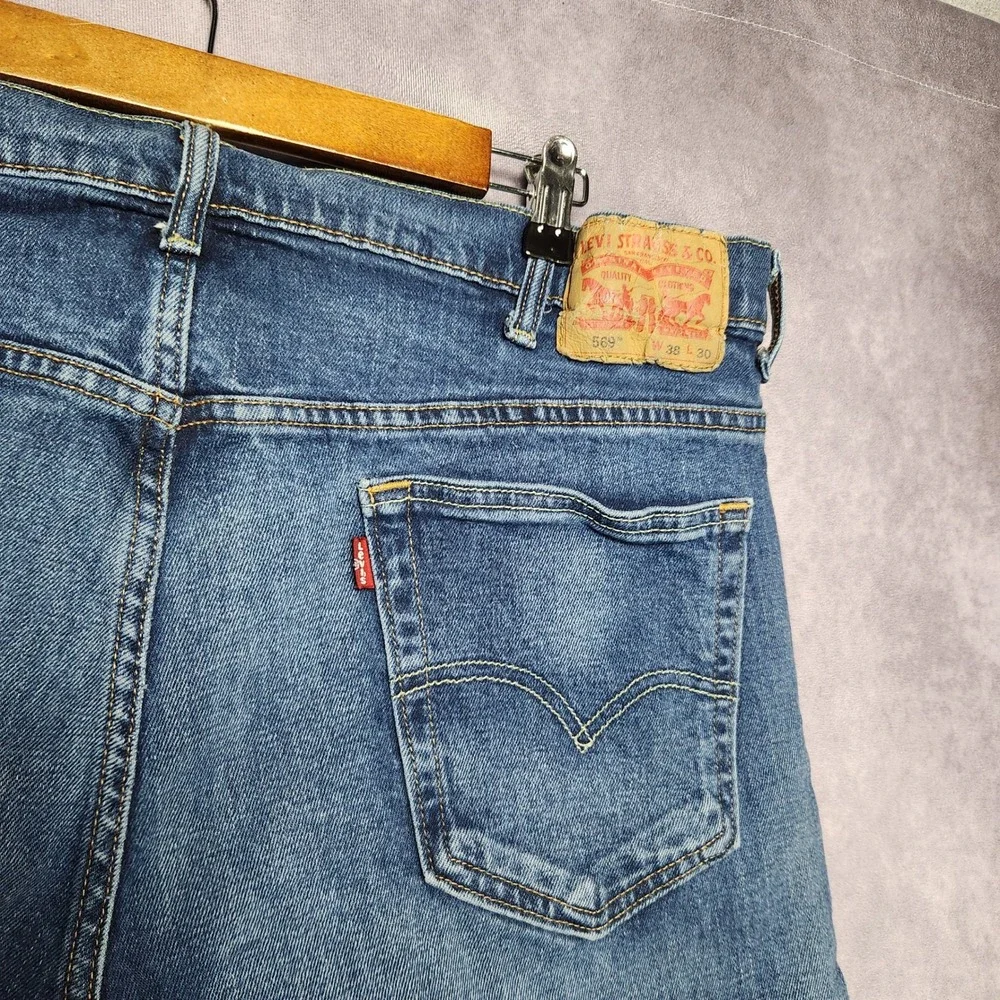 Levis‎ 569 Tapered Leg Altered Mens Jeans 38x30 Medium Wash Denim Zipper Fly